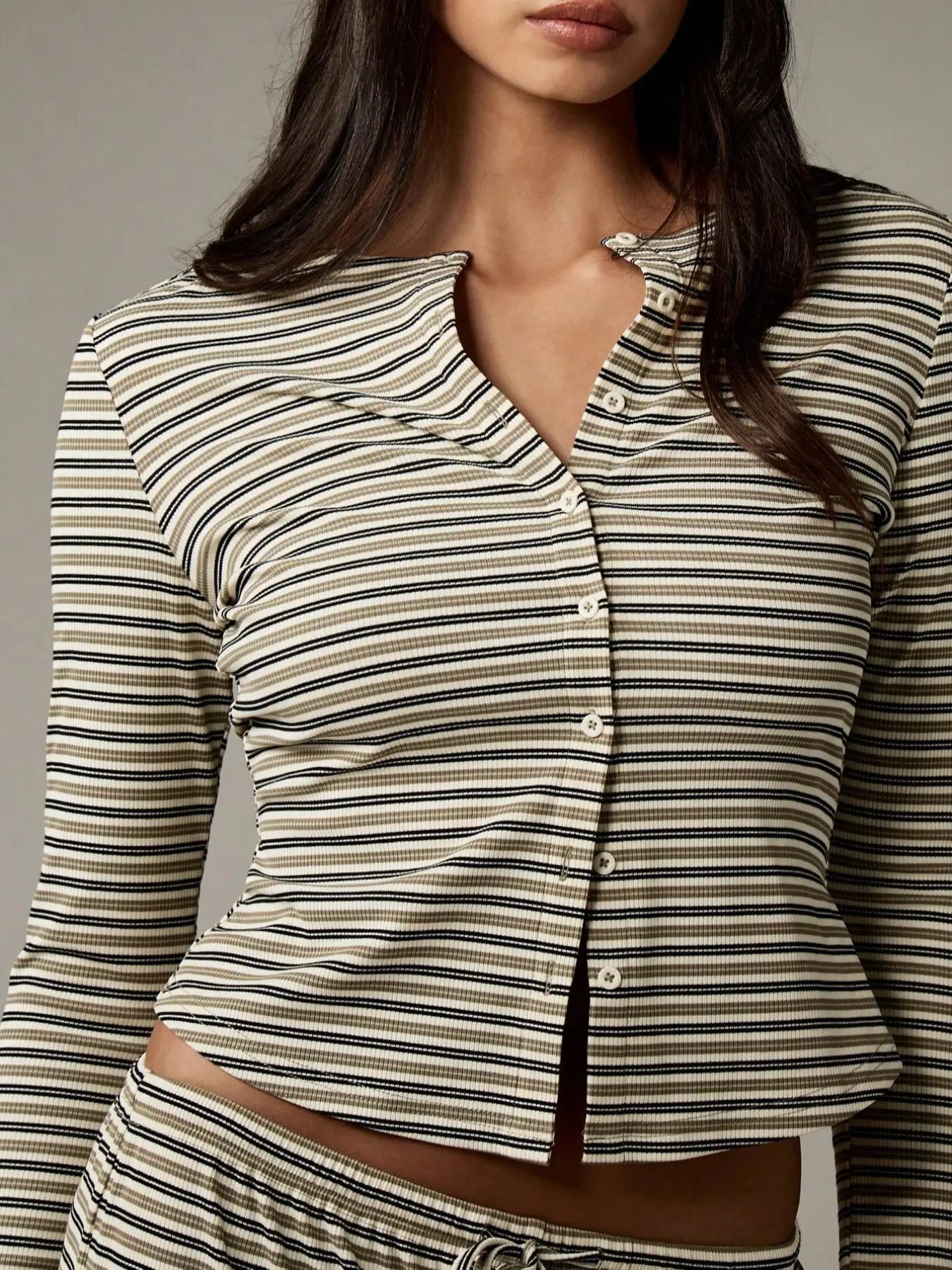 Ribbed Cardigan and Wide-Leg Set