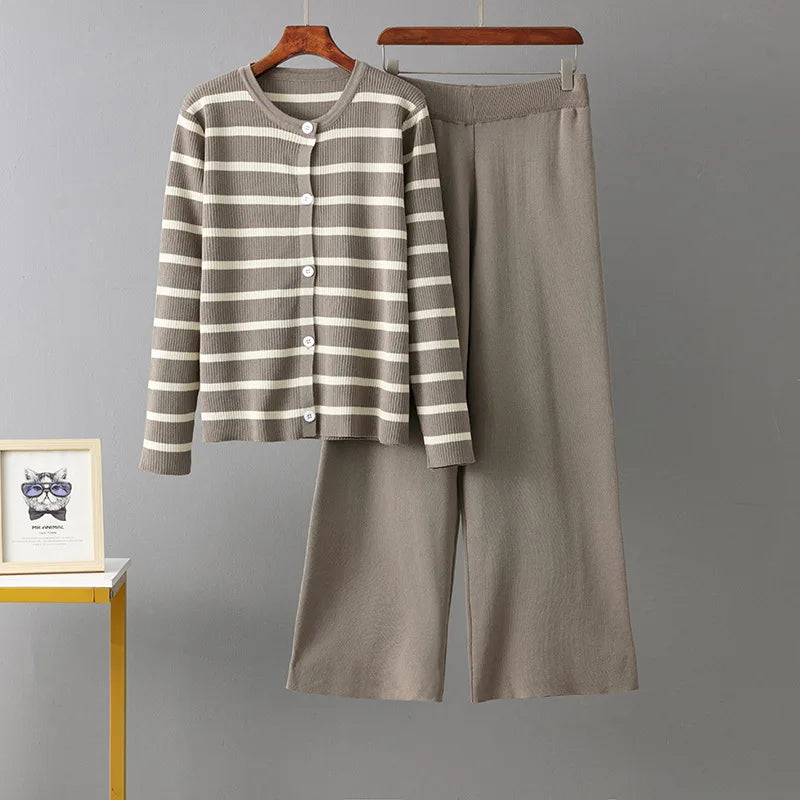 Cozy Knit Lounge Pant Cardigan Set